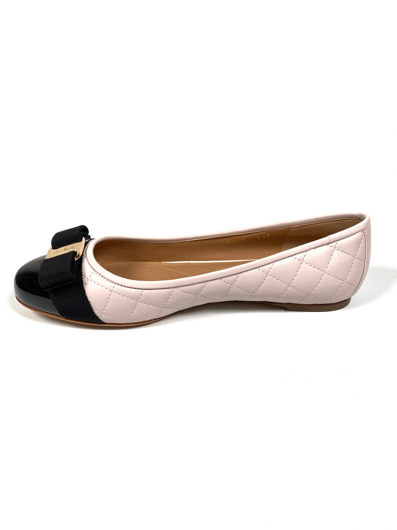 FERRAGAMO - VARINA QUILTED TWO TONE BALLET FLATS - SZ 8.5 C / EUR 39 - NEW IN BOX