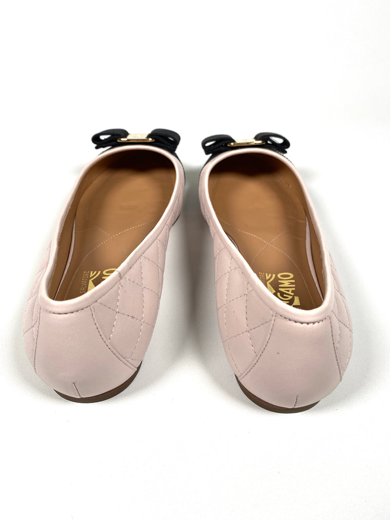 FERRAGAMO - VARINA QUILTED TWO TONE BALLET FLATS - SZ 8.5 C / EUR 39 - NEW IN BOX