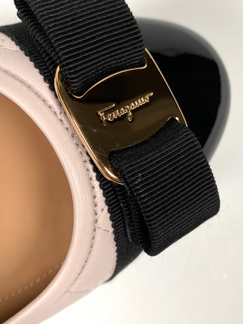 FERRAGAMO - VARINA QUILTED TWO TONE BALLET FLATS - SZ 8.5 C / EUR 39 - NEW IN BOX