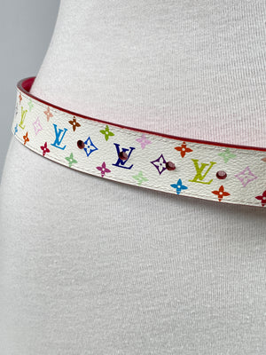 LOUIS VUITTON - MURAKAMI WHITE MONOGRAM MULTICOLORE REVERSIBLE BELT SZ 80/32