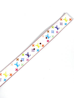 LOUIS VUITTON - MURAKAMI WHITE MONOGRAM MULTICOLORE REVERSIBLE BELT SZ 80/32