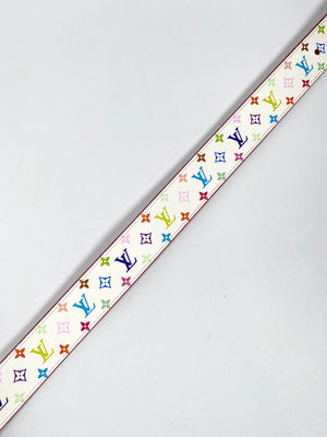LOUIS VUITTON - MURAKAMI WHITE MONOGRAM MULTICOLORE REVERSIBLE BELT SZ 80/32