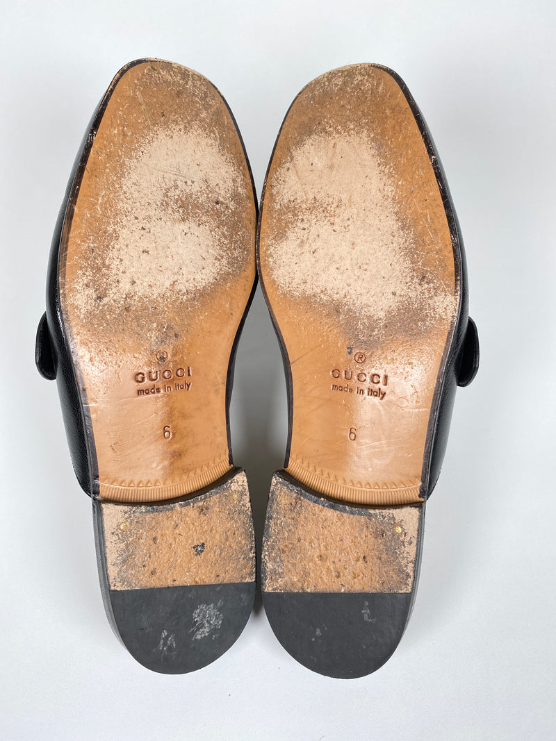GUCCI - BLACK PRINCETOWN GG MARMONT WEB SLIPPER MULES - SZ 9 MENS / SZ 40 WMNS