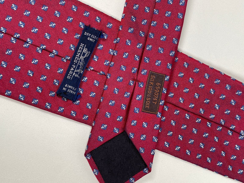 HERMES - BURGUNDY SILK TWILL MENS NECK TIE - WITH BOX
