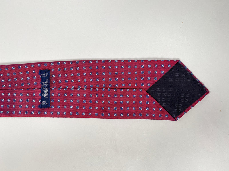HERMES - BURGUNDY SILK TWILL MENS NECK TIE - WITH BOX
