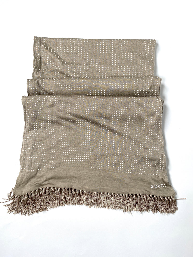 GUCCI - BEIGE WHITE POLKA DOT SPOT MODAL SCARF