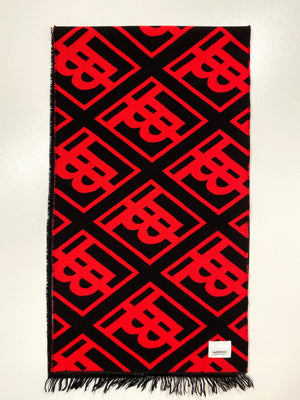 BURBERRY - CONTRAST LOGO GRAPHIC WOOL & SILK SCARF 188 x 30 CM