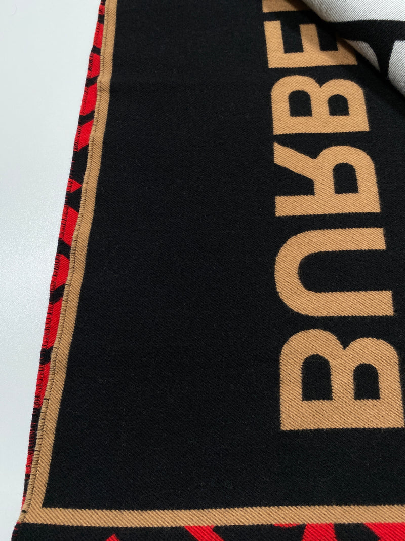 BURBERRY - CONTRAST LOGO GRAPHIC WOOL & SILK SCARF 188 x 30 CM