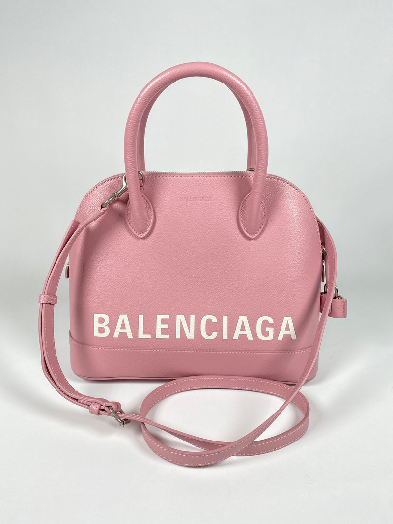 BALENCIAGA - VILLE SMALL TOP HANDLE LOGO PRINTED CROSS BODY BAG - NEW