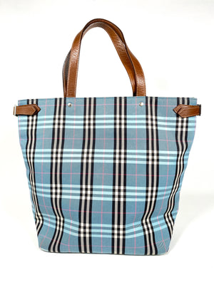 BURBERRY - BLUE NOVACHECK TOTE BAG - BLUE LABEL