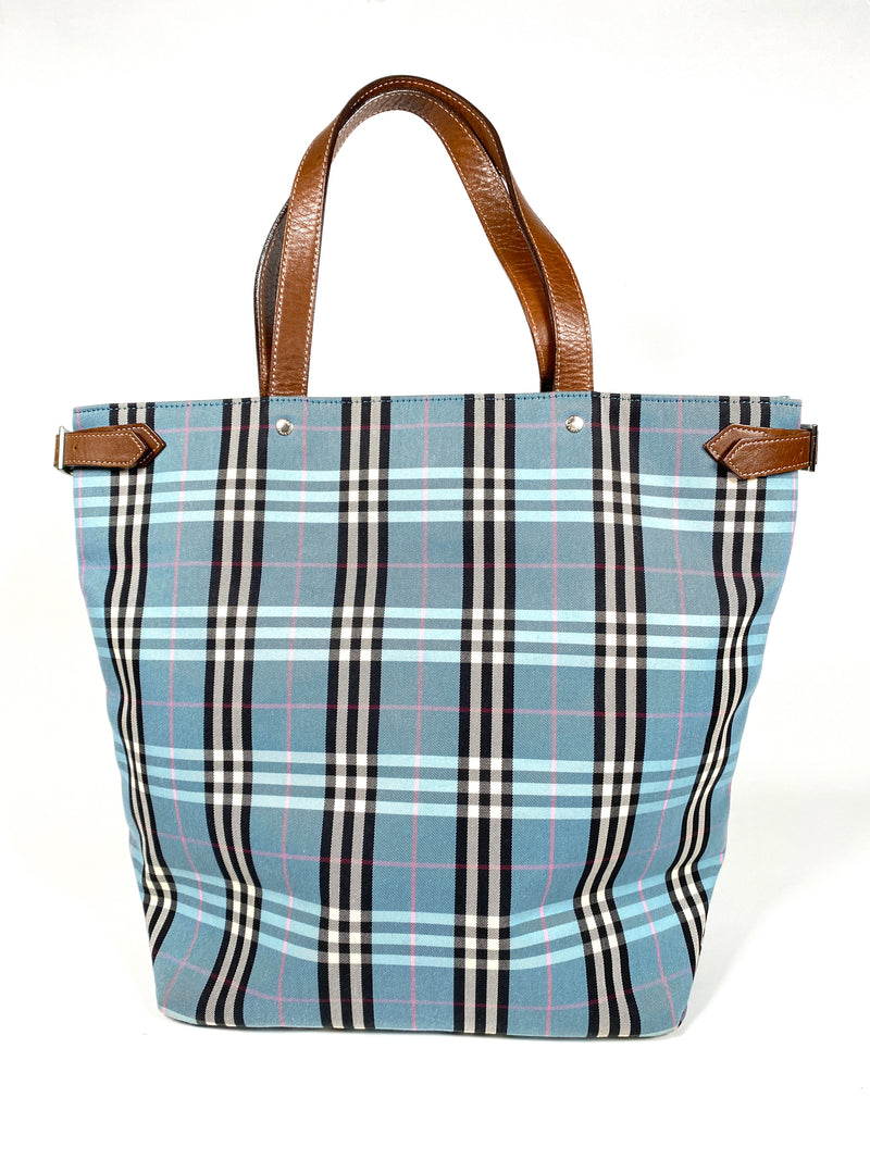 BURBERRY - BLUE NOVACHECK TOTE BAG - BLUE LABEL
