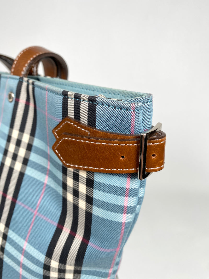 BURBERRY - BLUE NOVACHECK TOTE BAG - BLUE LABEL