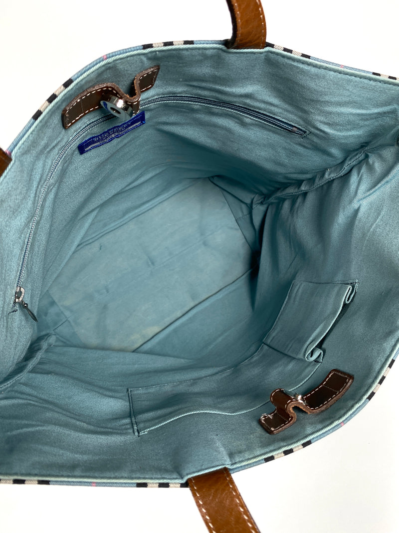 BURBERRY - BLUE NOVACHECK TOTE BAG - BLUE LABEL