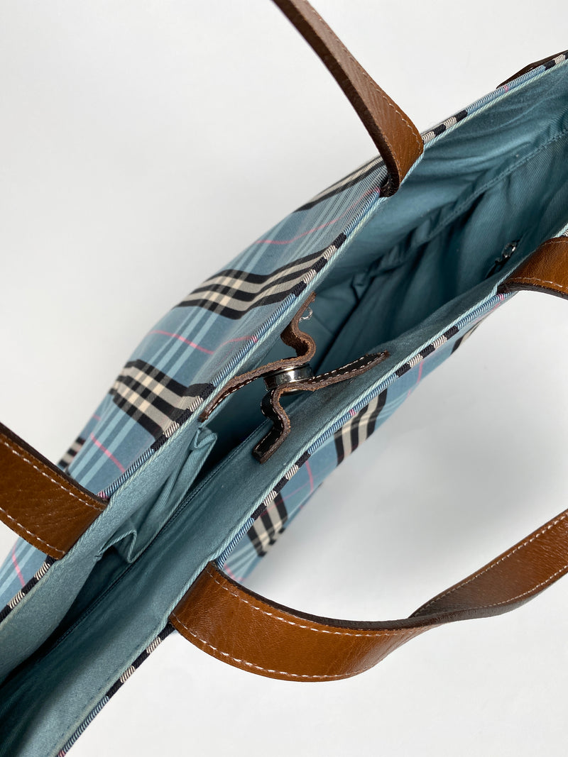 BURBERRY - BLUE NOVACHECK TOTE BAG - BLUE LABEL