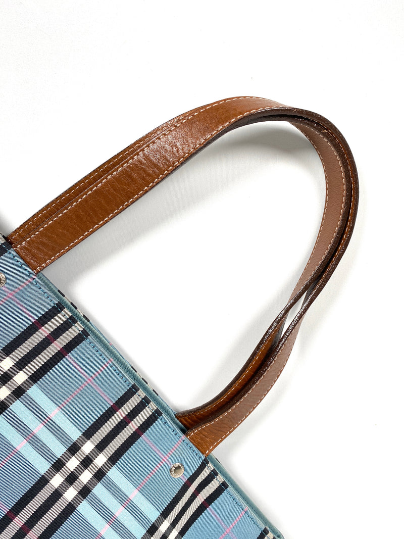 BURBERRY - BLUE NOVACHECK TOTE BAG - BLUE LABEL