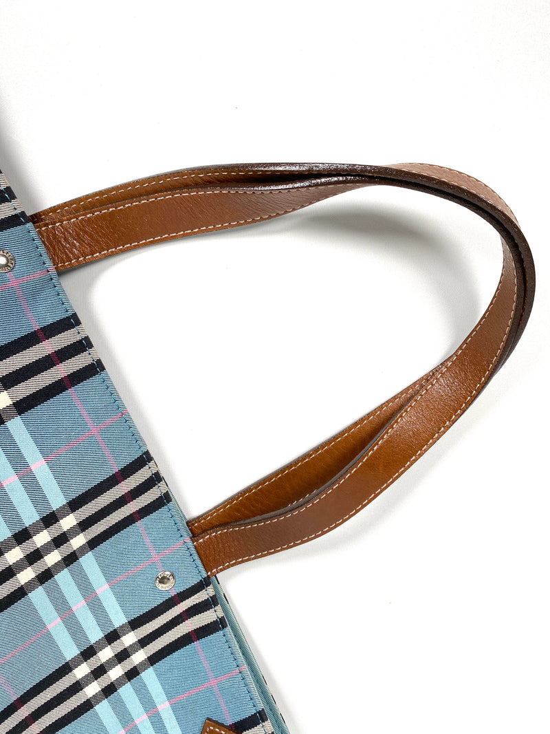 BURBERRY - BLUE NOVACHECK TOTE BAG - BLUE LABEL