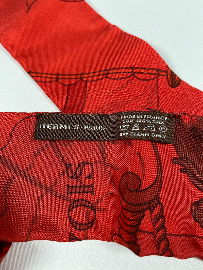 HERMES - RED SILK PAVOIS TWILLY