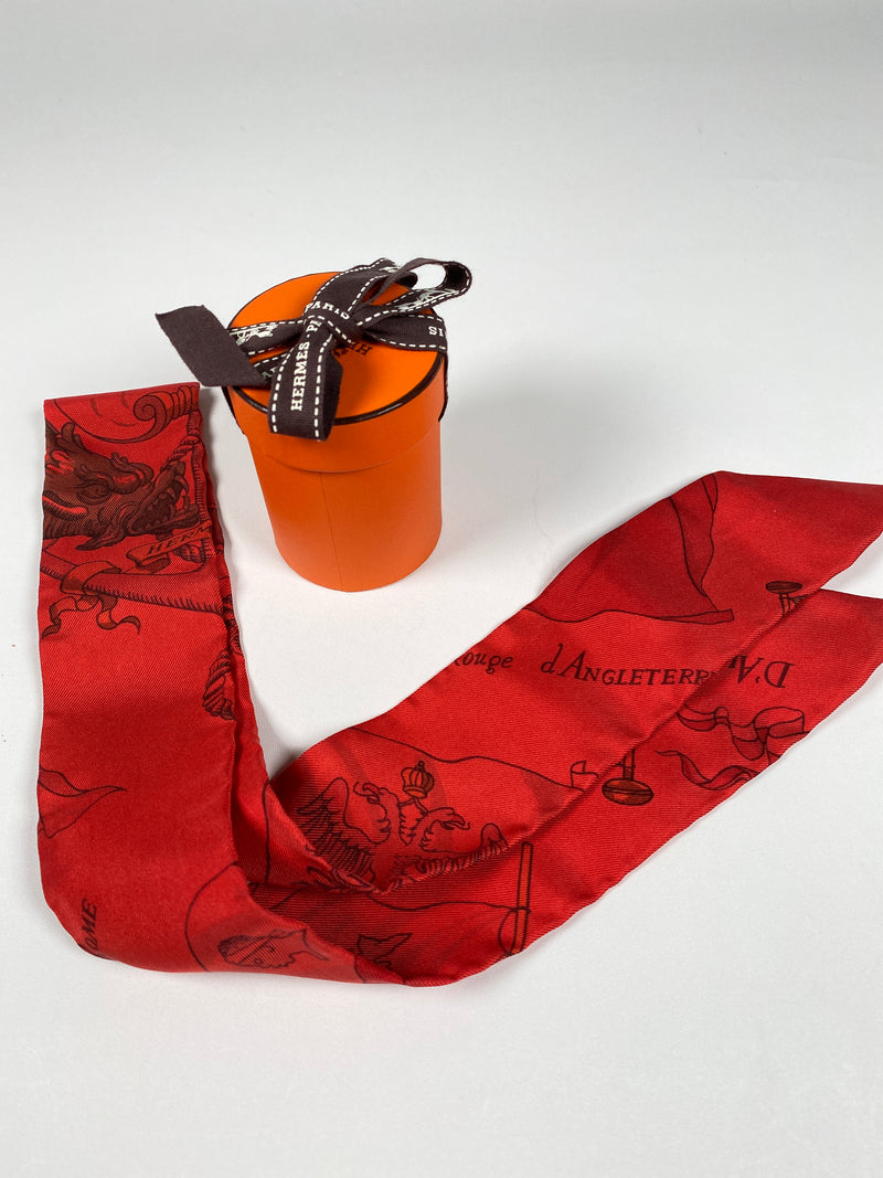 HERMES - RED SILK PAVOIS TWILLY