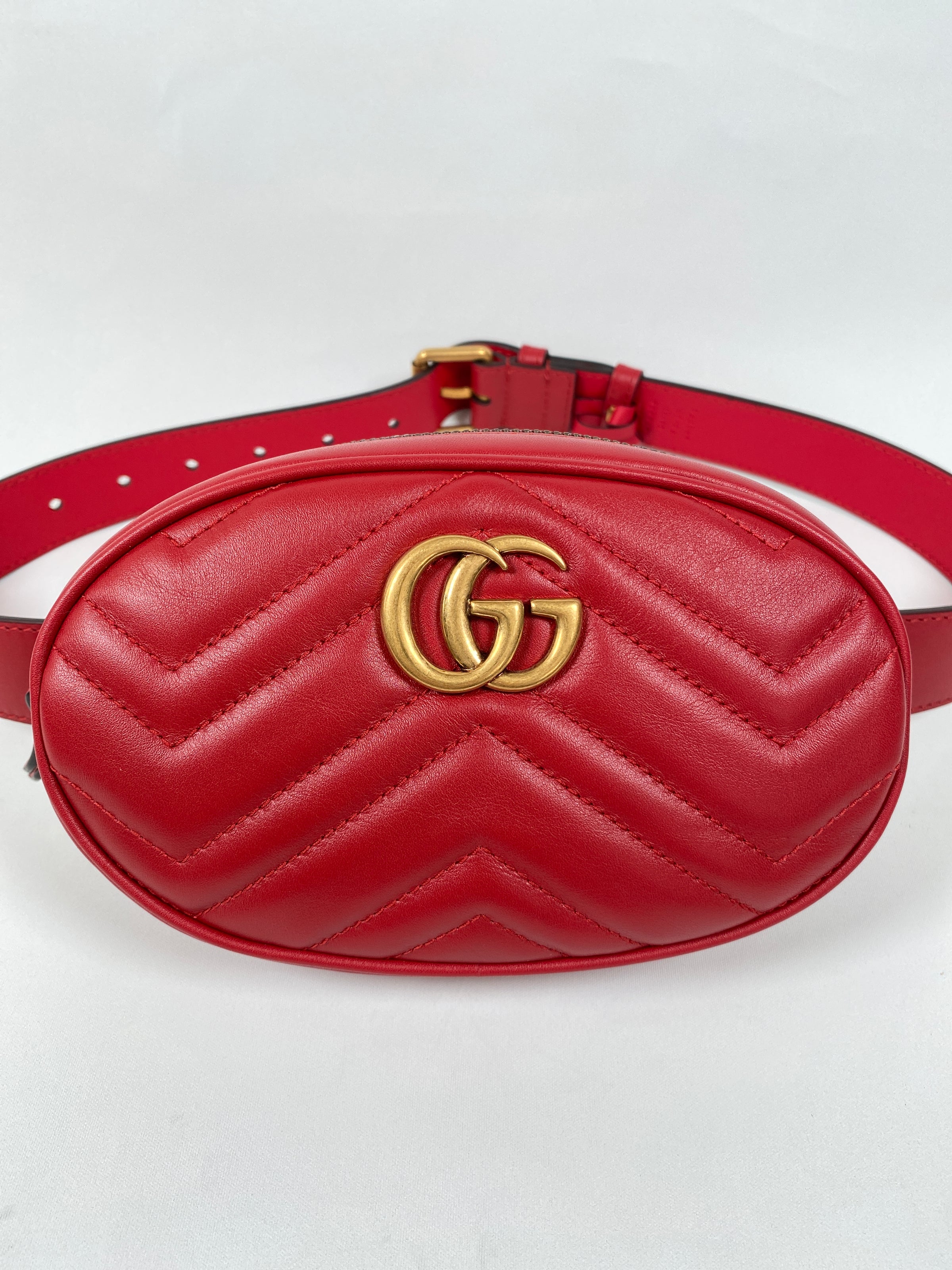 Gucci marmont belt bag on sale red