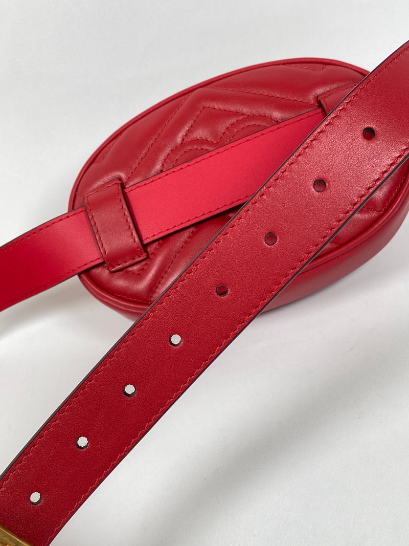 GUCCI - GG MARMONT RED MATELASSE BELT BAG - NEW