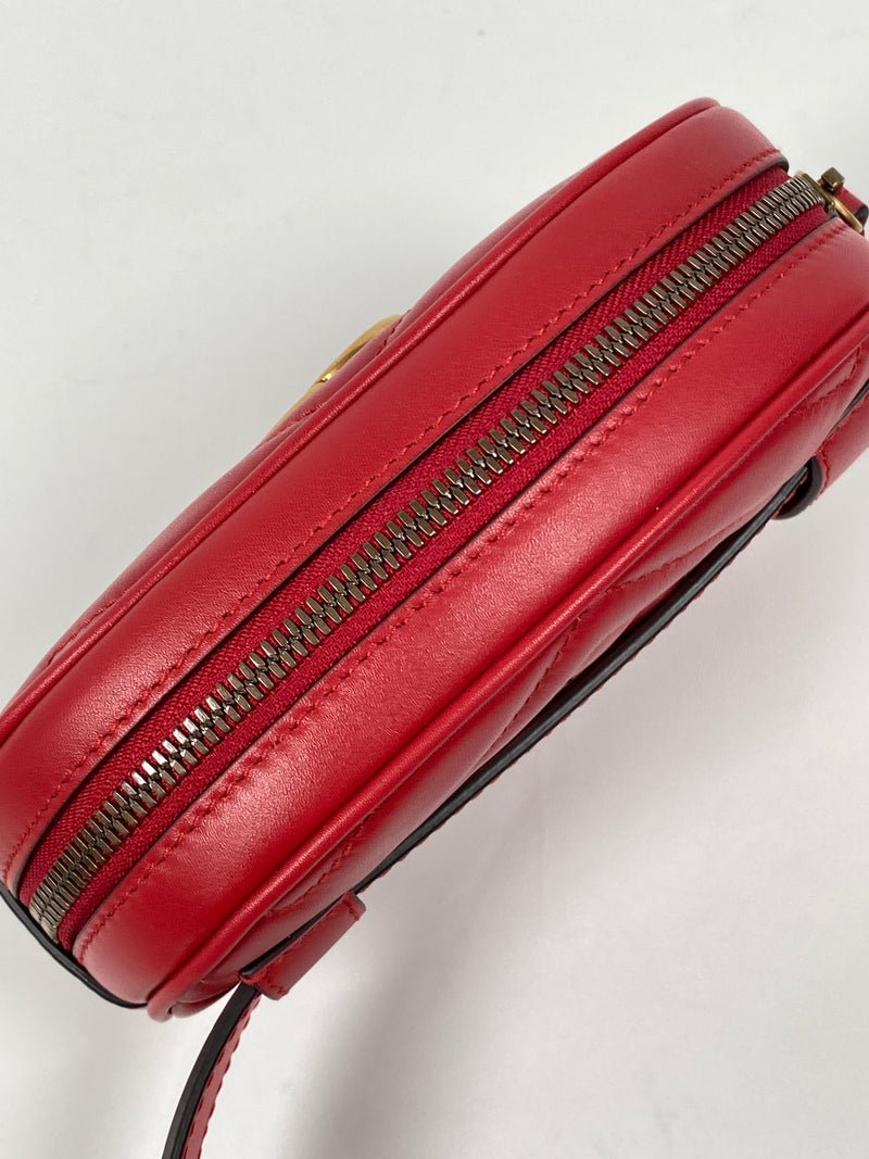 GUCCI - GG MARMONT RED MATELASSE BELT BAG - NEW