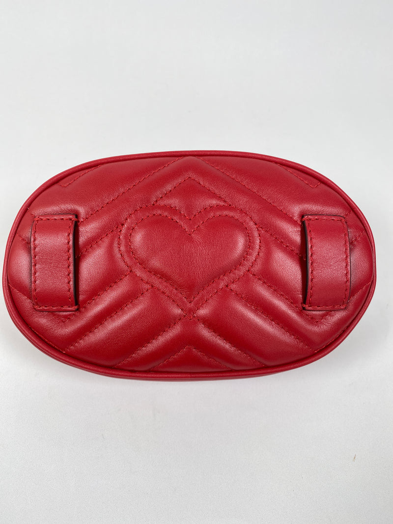 GUCCI - GG MARMONT RED MATELASSE BELT BAG - NEW