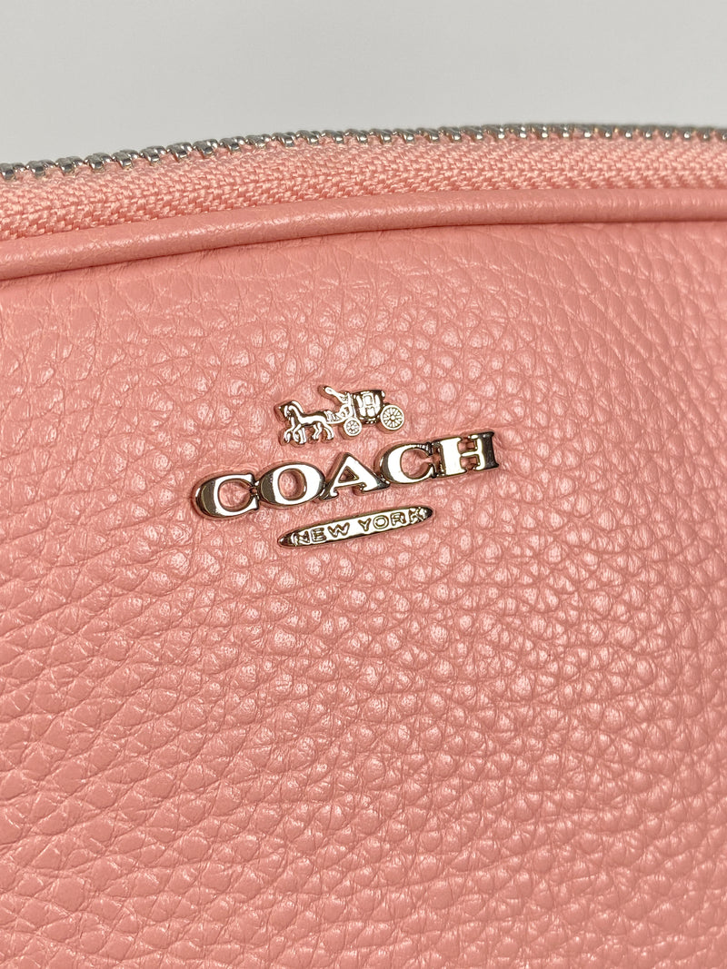 COACH - CROSSBODY POUCH IN PEBBLED PINK LEATHER - NEW