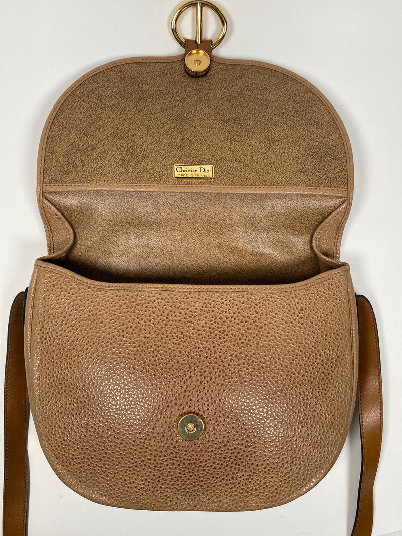 CHRISTIAN DIOR - VINTAGE PEBBLED LEATHER CROSS BODY BAG