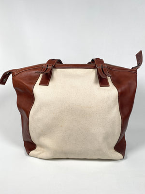 CELINE - CANVAS AND LEATHER CABAS TOTE BAG