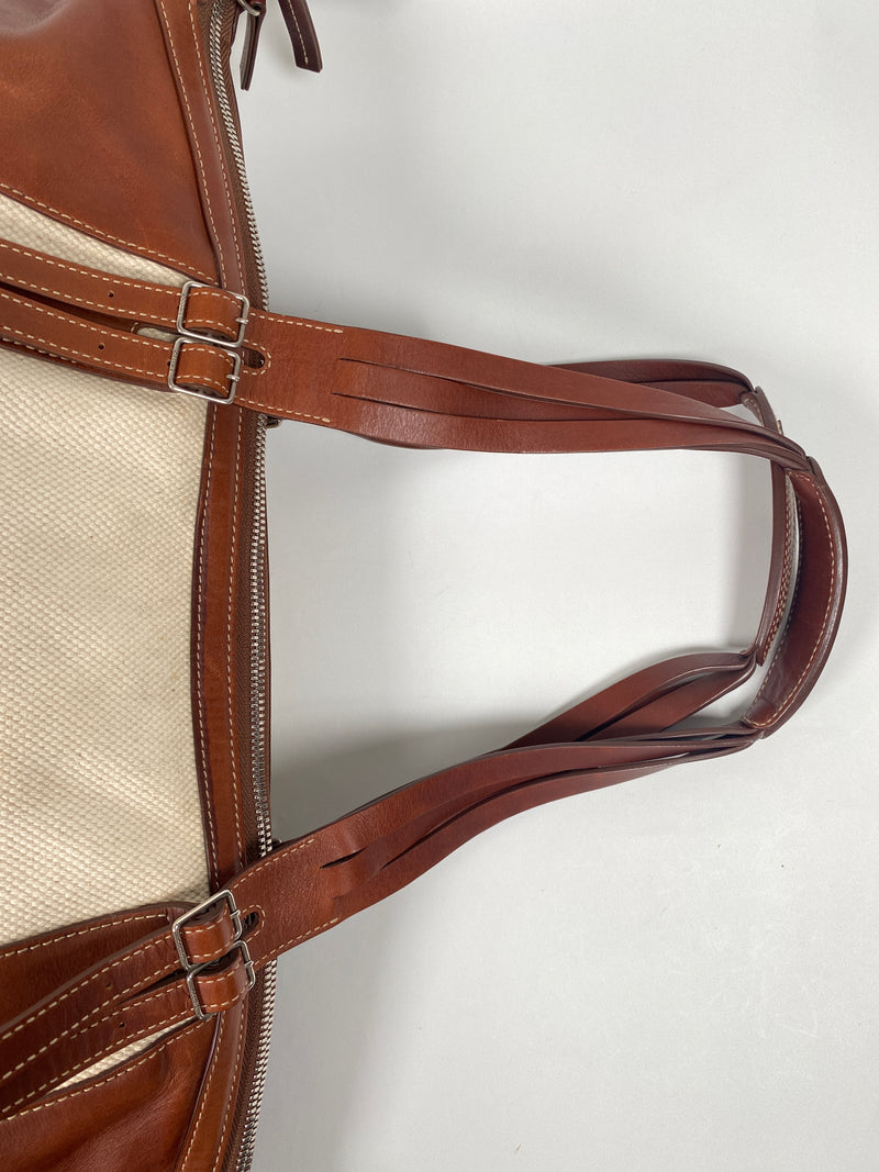 CELINE - CANVAS AND LEATHER CABAS TOTE BAG