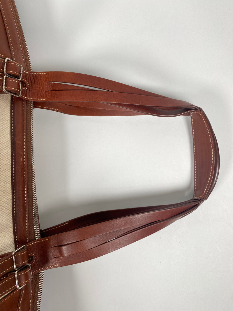 CELINE - CANVAS AND LEATHER CABAS TOTE BAG