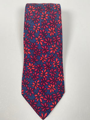 HERMES - BLUE, ORANGE & RED GEO PATTERN 100% SILK TWILL NECK TIE