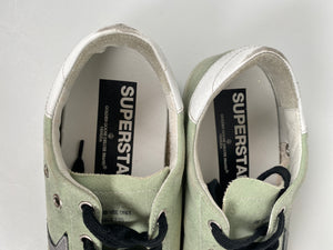 GOLDEN GOOSE - SUPERSTAR SNEAKER GREEN CANVAS SILVER STAR - SZ 39 - NEW