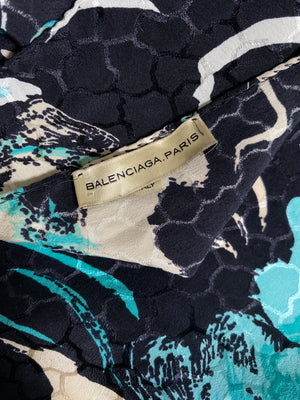 BALENCIAGA - VINTAGE PRINTED SILK SCARF - 80 x 80 CM