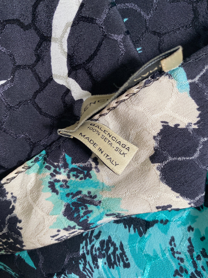 BALENCIAGA - VINTAGE PRINTED SILK SCARF - 80 x 80 CM