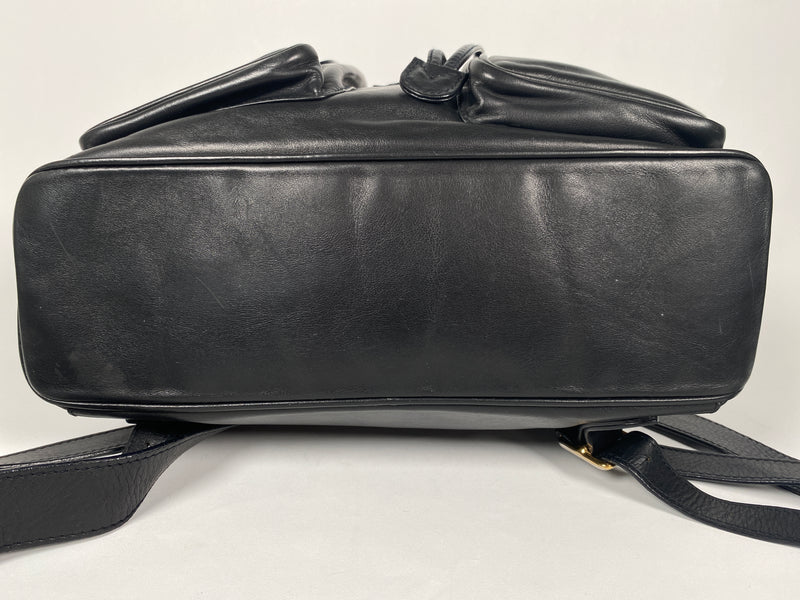 GUCCI - BAMBOO HANDLE BLACK LEATHER BACK PACK