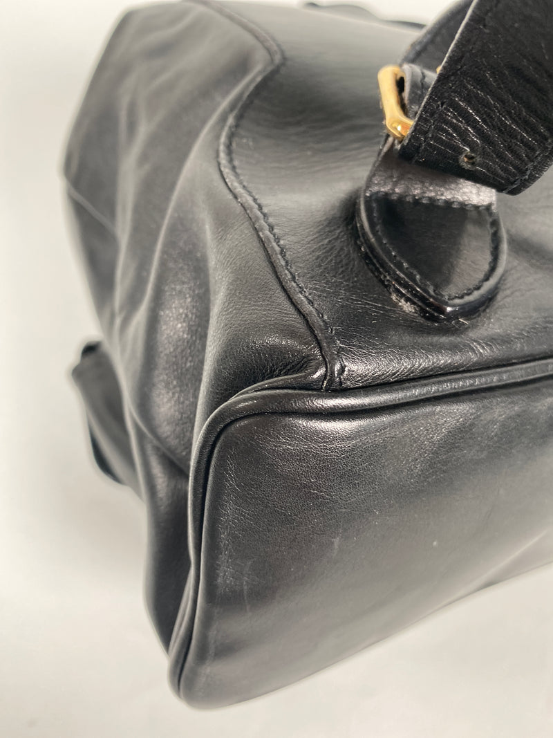 GUCCI - BAMBOO HANDLE BLACK LEATHER BACK PACK