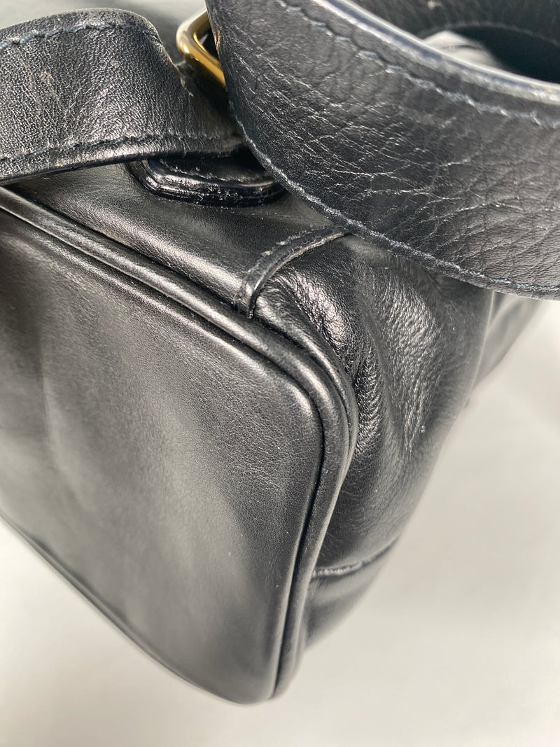 GUCCI - BAMBOO HANDLE BLACK LEATHER BACK PACK