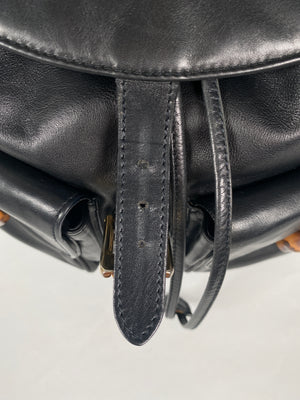 GUCCI - BAMBOO HANDLE BLACK LEATHER BACK PACK