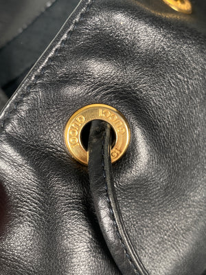 GUCCI - BAMBOO HANDLE BLACK LEATHER BACK PACK