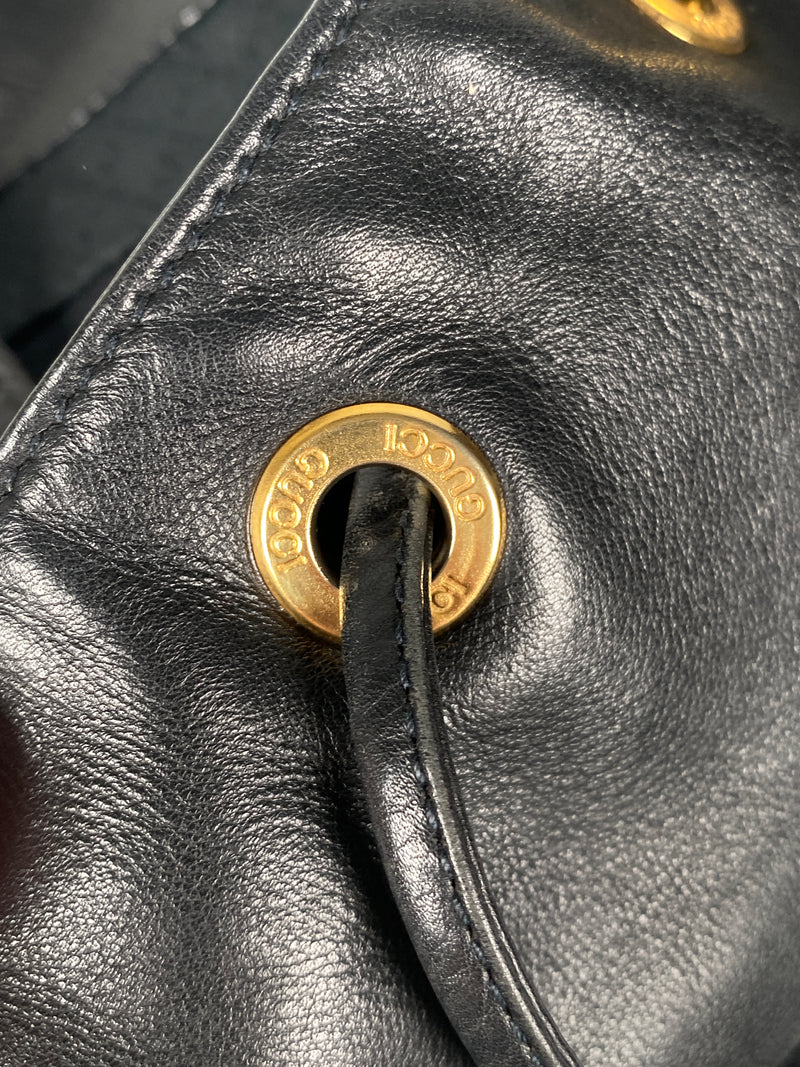 GUCCI - BAMBOO HANDLE BLACK LEATHER BACK PACK