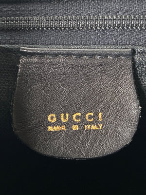 GUCCI - BAMBOO HANDLE BLACK LEATHER BACK PACK