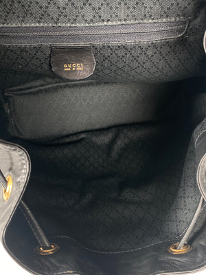 GUCCI - BAMBOO HANDLE BLACK LEATHER BACK PACK