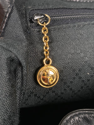 GUCCI - BAMBOO HANDLE BLACK LEATHER BACK PACK