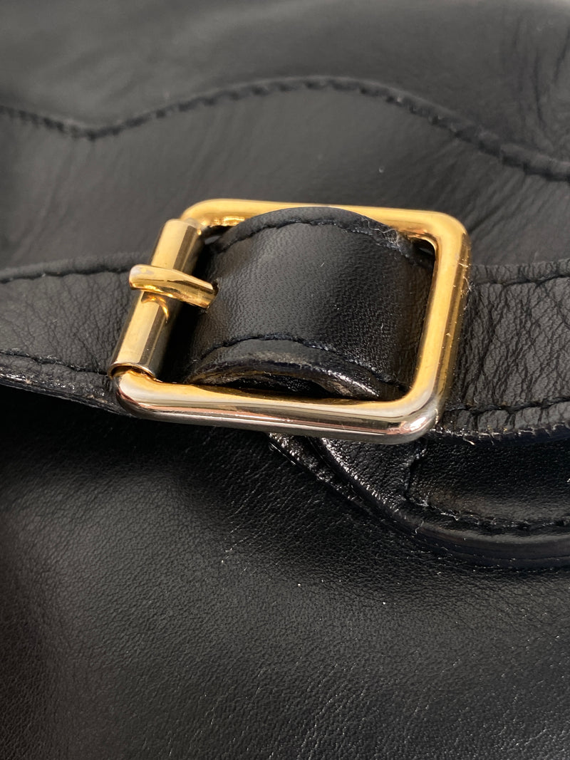 GUCCI - BAMBOO HANDLE BLACK LEATHER BACK PACK