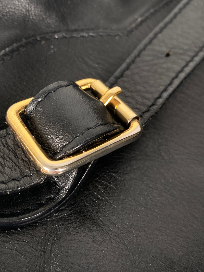 GUCCI - BAMBOO HANDLE BLACK LEATHER BACK PACK