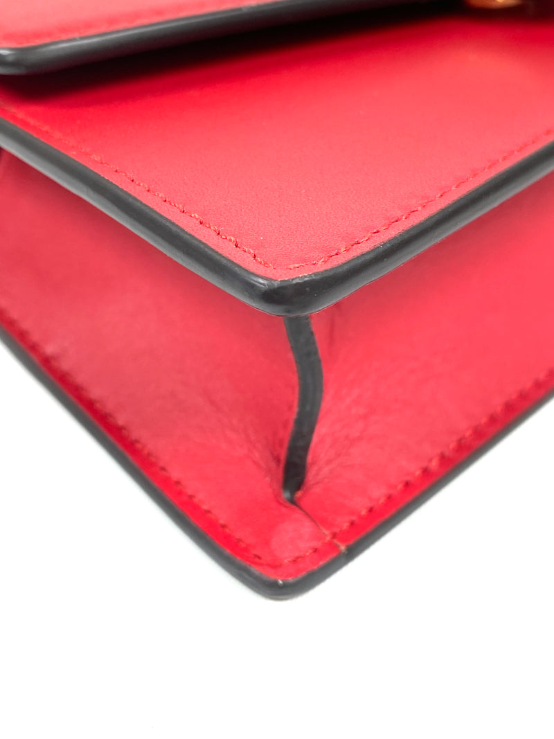 GUCCI - MINI SYLVIE LEATHER CHAIN BAG IN RED