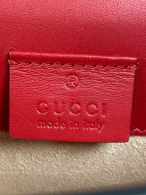 GUCCI - MINI SYLVIE LEATHER CHAIN BAG IN RED