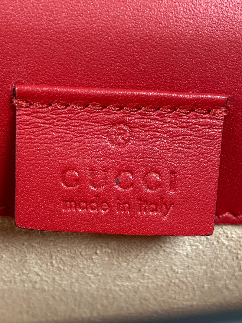 GUCCI - MINI SYLVIE LEATHER CHAIN BAG IN RED