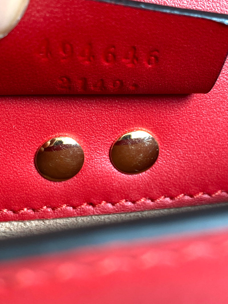 GUCCI - MINI SYLVIE LEATHER CHAIN BAG IN RED